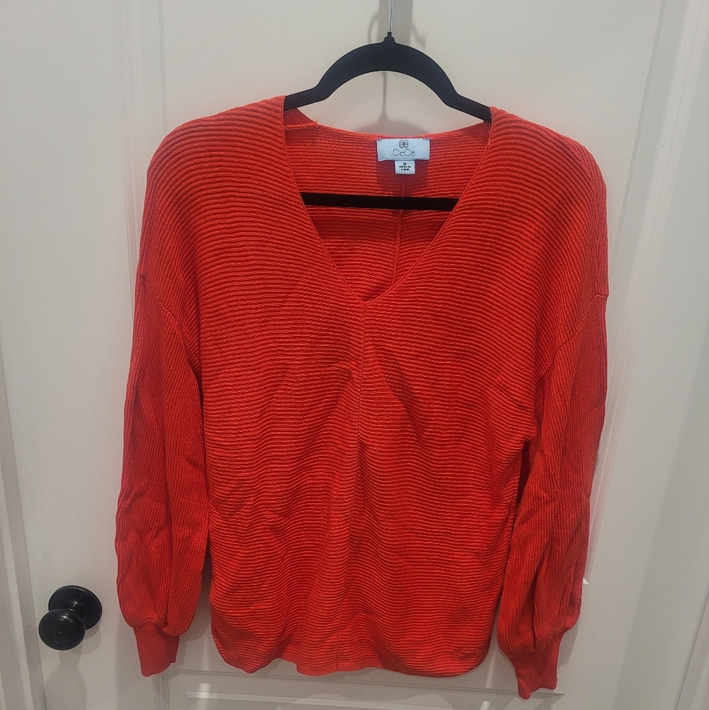 CeCe Bold Red Knit Top